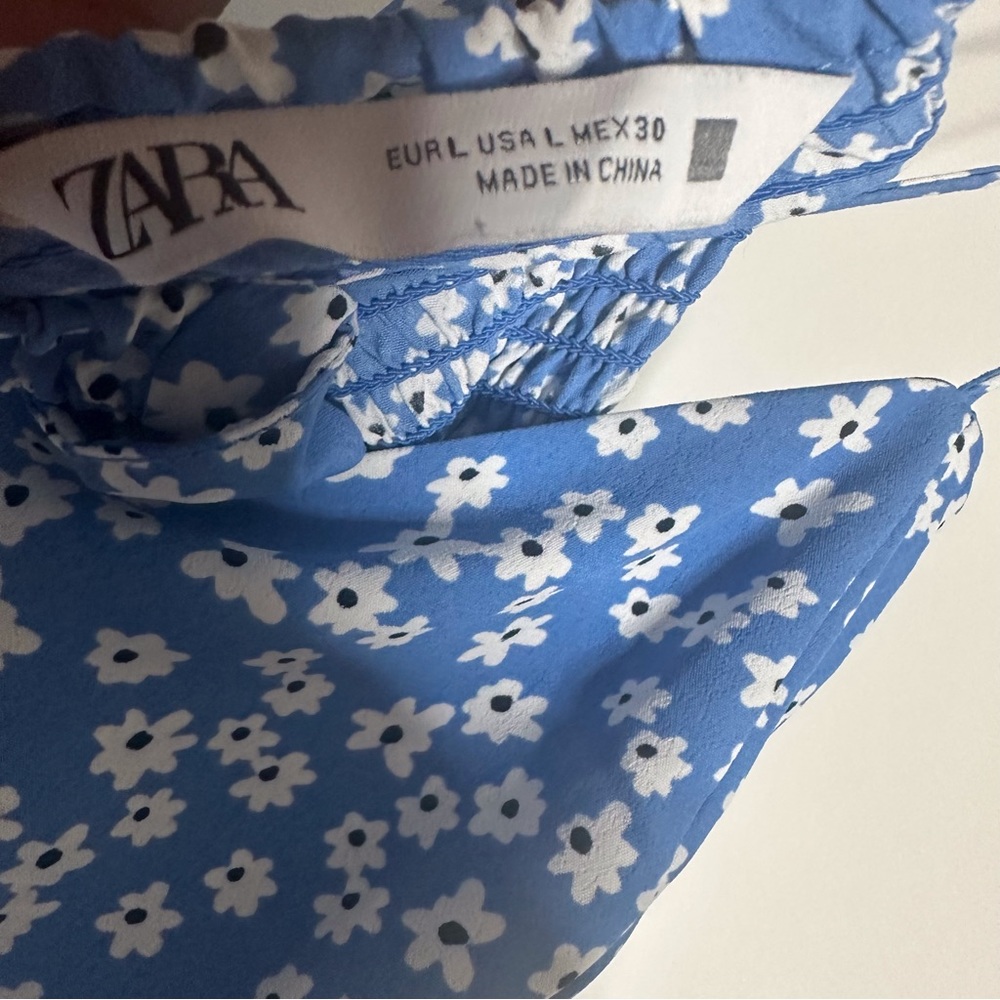 Zara blue floral tank mini sun dress - Picture 4 of 5